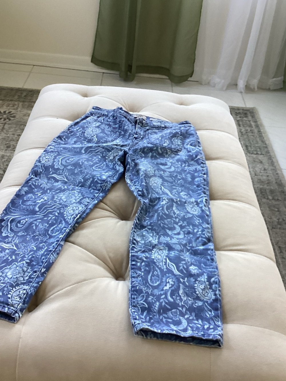 LOGO by Lori Goldstein Blue Paisley Print Jeans